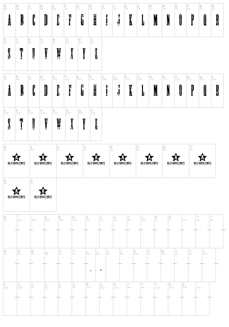 Night Stalker font map
